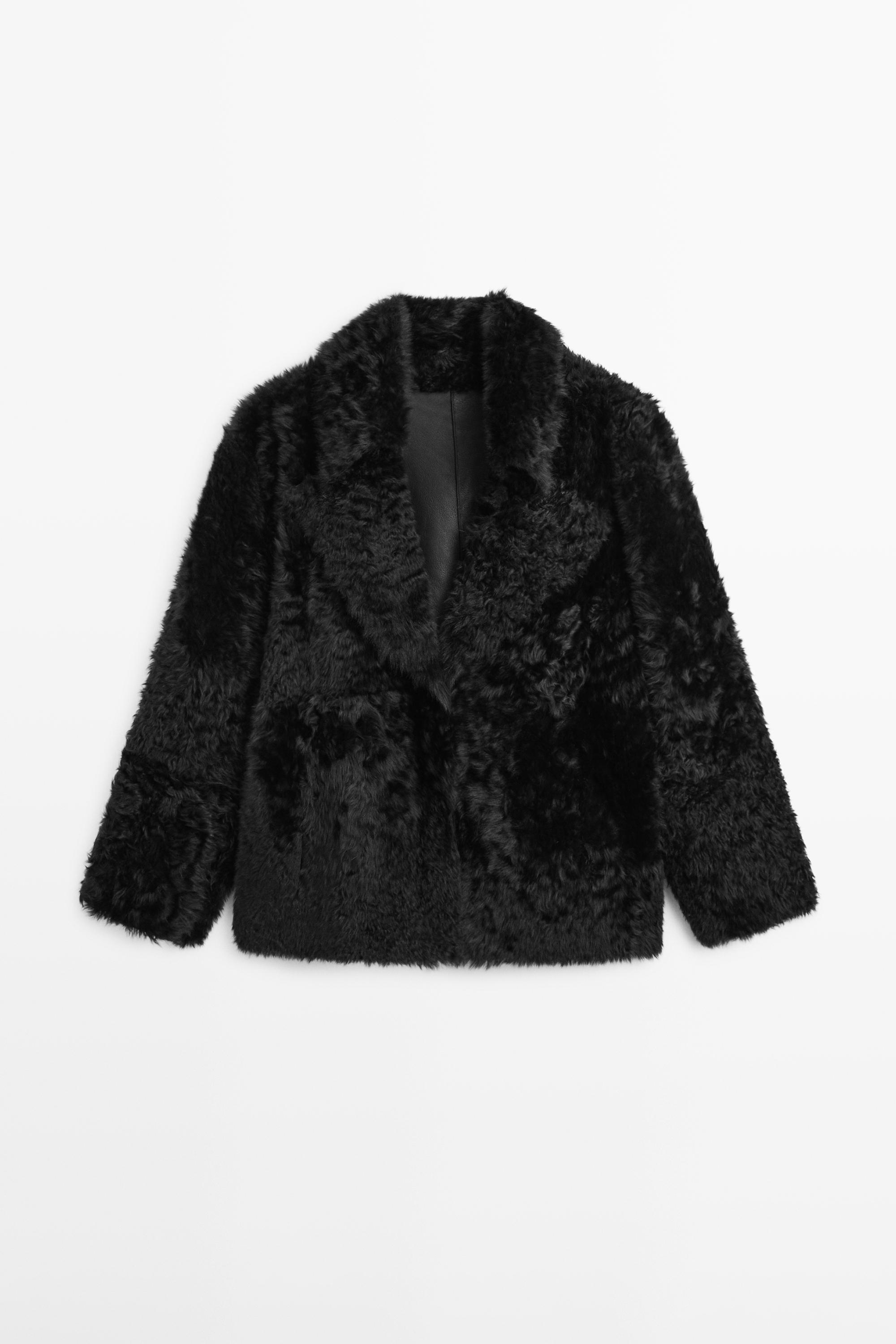 Manteau à revers en peau avec fourrure - STUDIO